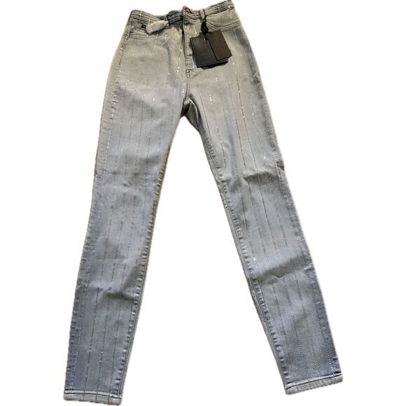 Philipp Plein Súper High Waist Jegging Rinestone Jeans Women’s Reg Size 28 - Picture 1 of 10